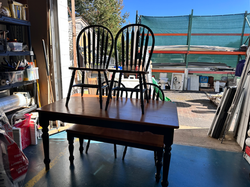 Table, Chairs, and Bench