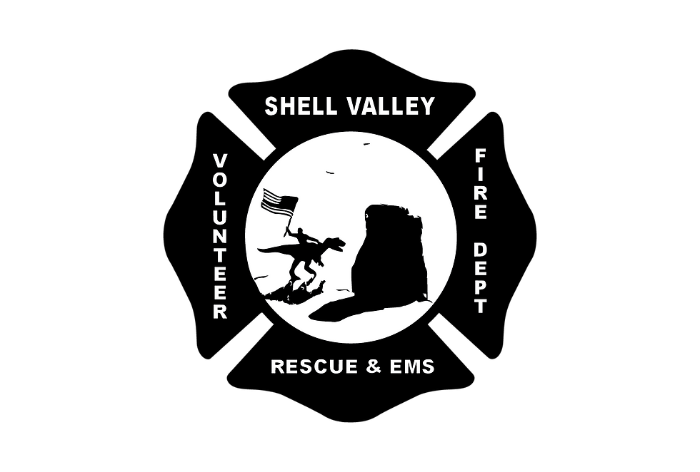 Shell Valley Fire Department logo with fire service emblem, badge-style design, and strong typography symbolizing community protection