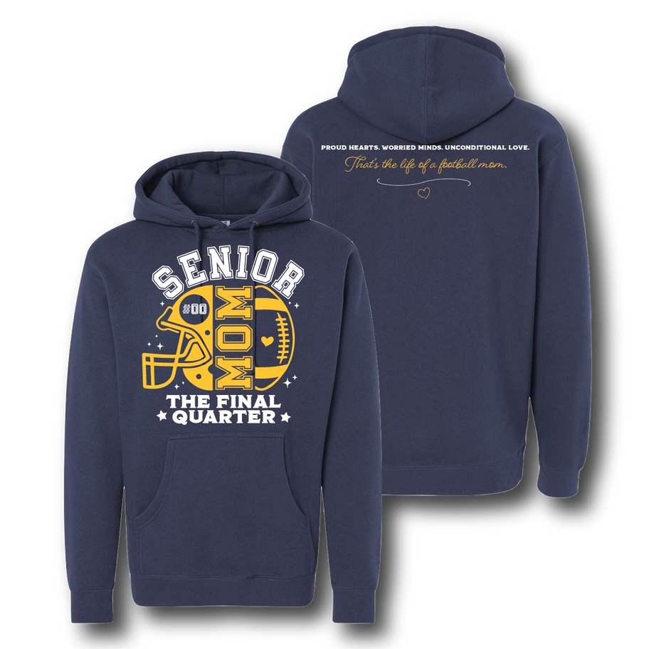 Navy Midweight Hoodie - Senior Mom Motto