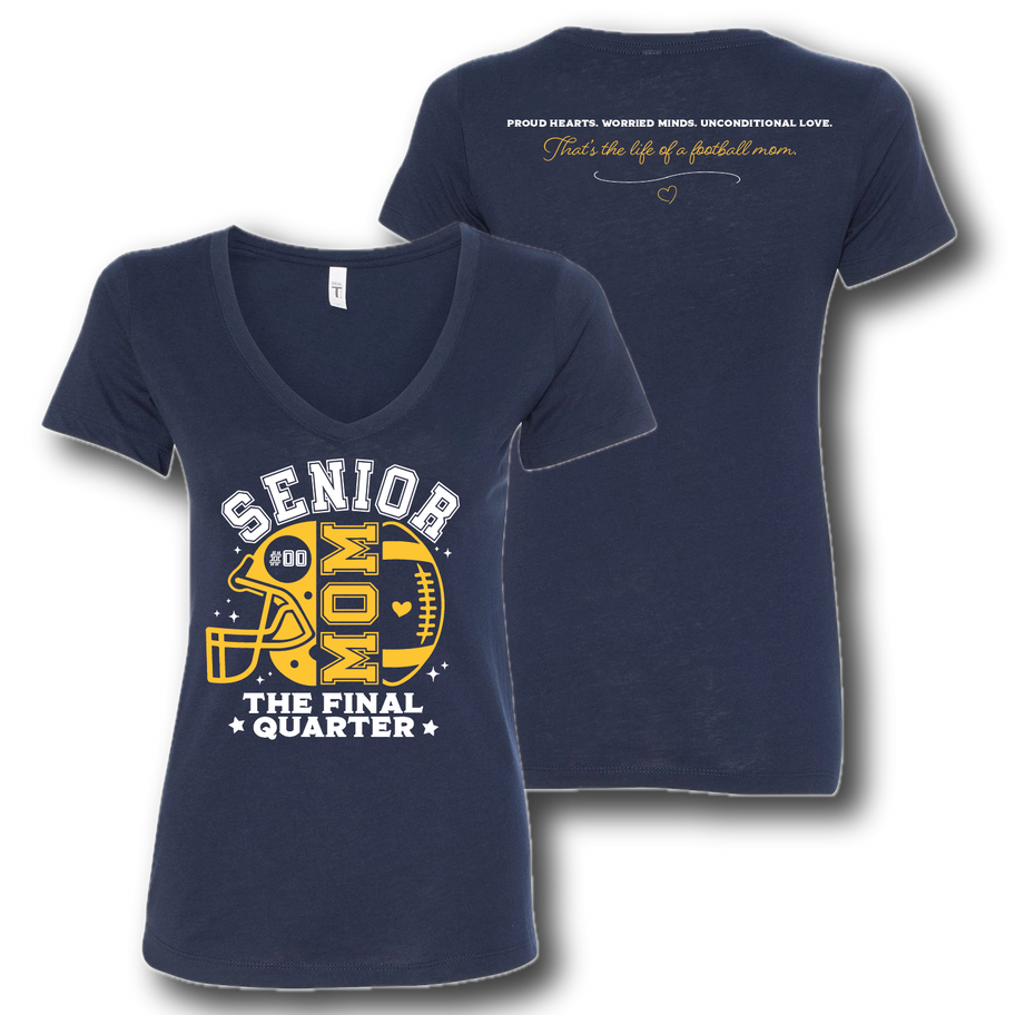 Midnight Navy Womens VNeck Tee - Senior Mom Motto