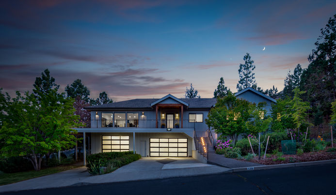 exterior of a contemporary custom home build in Bend by PGC Building + Design