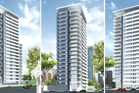 Proyecto Edificio Costa Azul en Santiago: edificio habitacional de 24 pisos, arquitectura moderna y de alta densidad, diseñado para ciudad consolidada.
