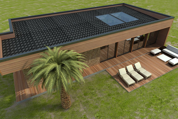 Proyecto Casa Summer en Laguna Verde: vivienda de veraneo en el litoral central, construida con paneles SIP y revestimiento Wall Panel, arquitectura moderna y eficiente.