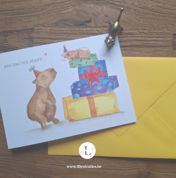 "Een dag vol Feest" Wenskaart met enveloppe