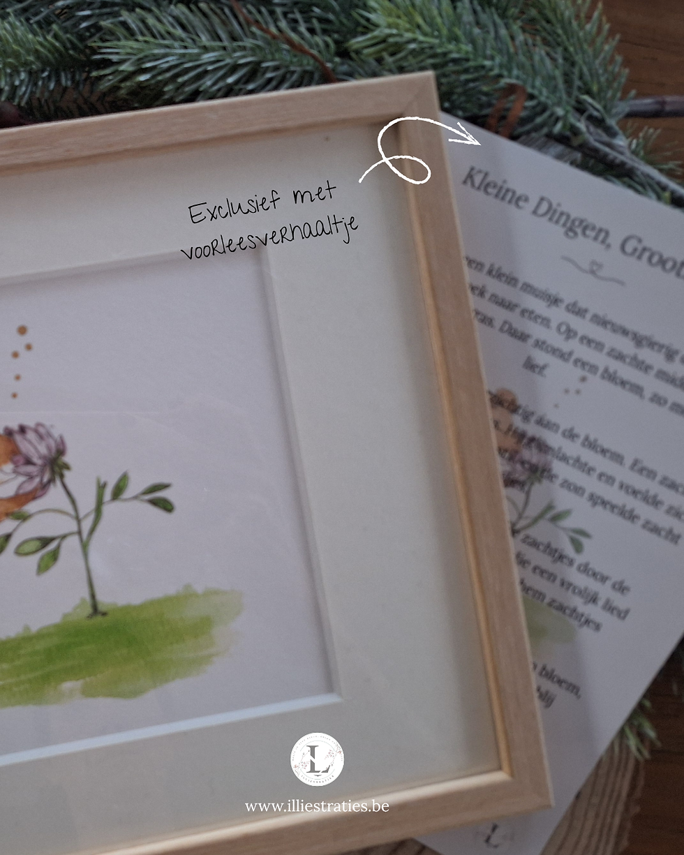 Babykamer Wanddecoratie A4 Aquarel Muis Print | Met/zonder Kader & Passe-partout