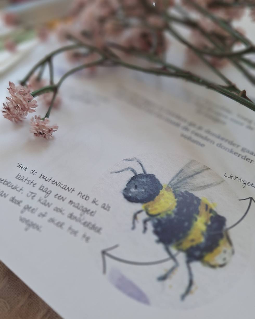 Thumbnail: DIY aquarelpakket - Bijtje in lavendelveld