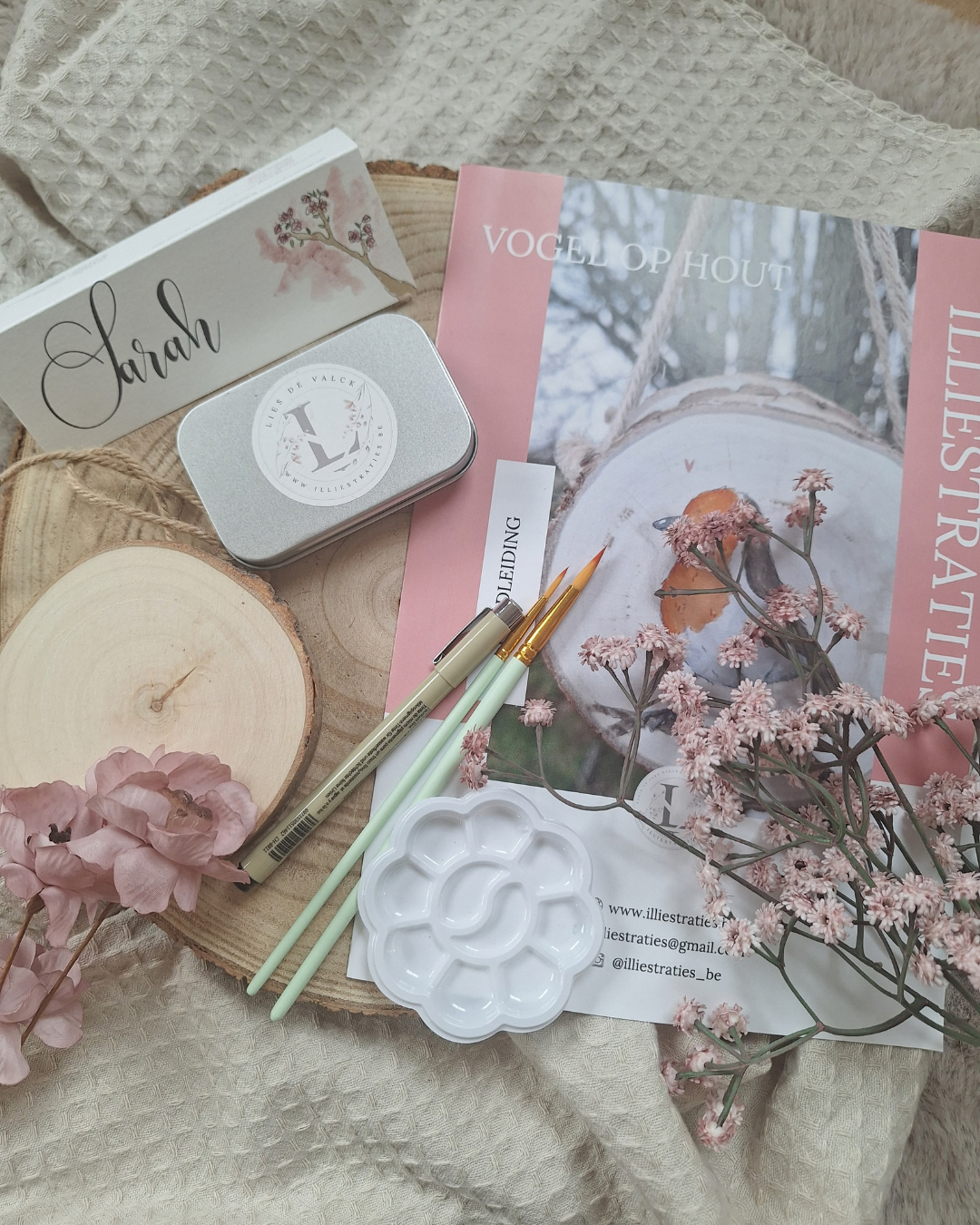 DIY aquarelpakket - Vogel op hout