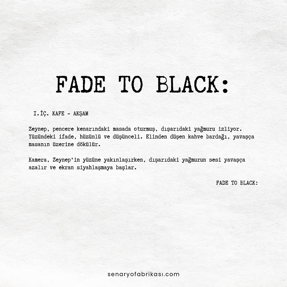 FADE TO BLACK', sahnenin dramatik bir şekilde sona erdiği ve görsel olarak karartıldığı bir geçiş tekniğidir. Bu yazıda, 'FADE TO BLACK'ın kullanımı ve filmlerdeki etkisi hakkında daha fazla bilgi edinin.