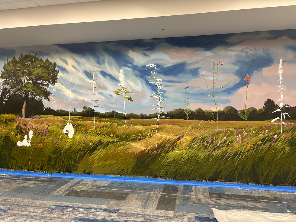 Photo taken of mural painted by Liam Ginter on the first floor of the Carlson library - Anthony Nassar for the Collegian