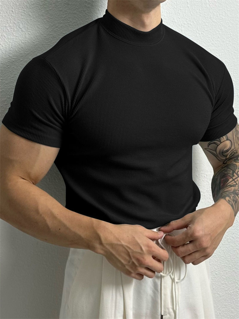 Thumbnail: Minimalist mock-neck T-shirt