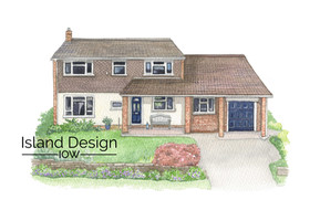 Watercolour illustration of a house in Alresford, Hampshire