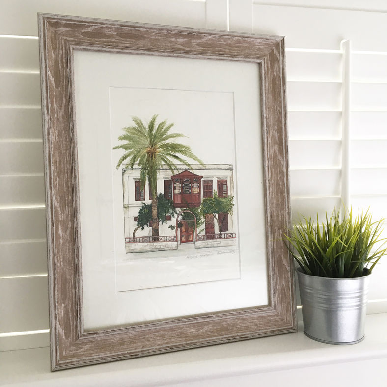 Ottoman House at Fethiye Harbour - watercolour painting