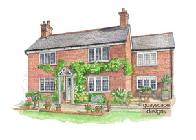 Watercolour illustration of a house in Basingstoke, Hampshire