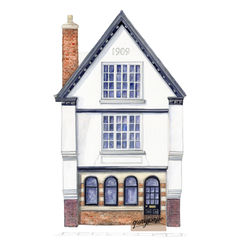 Architectural watercolour illustration of the Kings Arm's Hotel, Dartmouth
