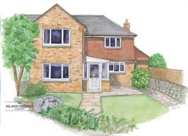 Watercolour illustration of a house in Ryde, IOW