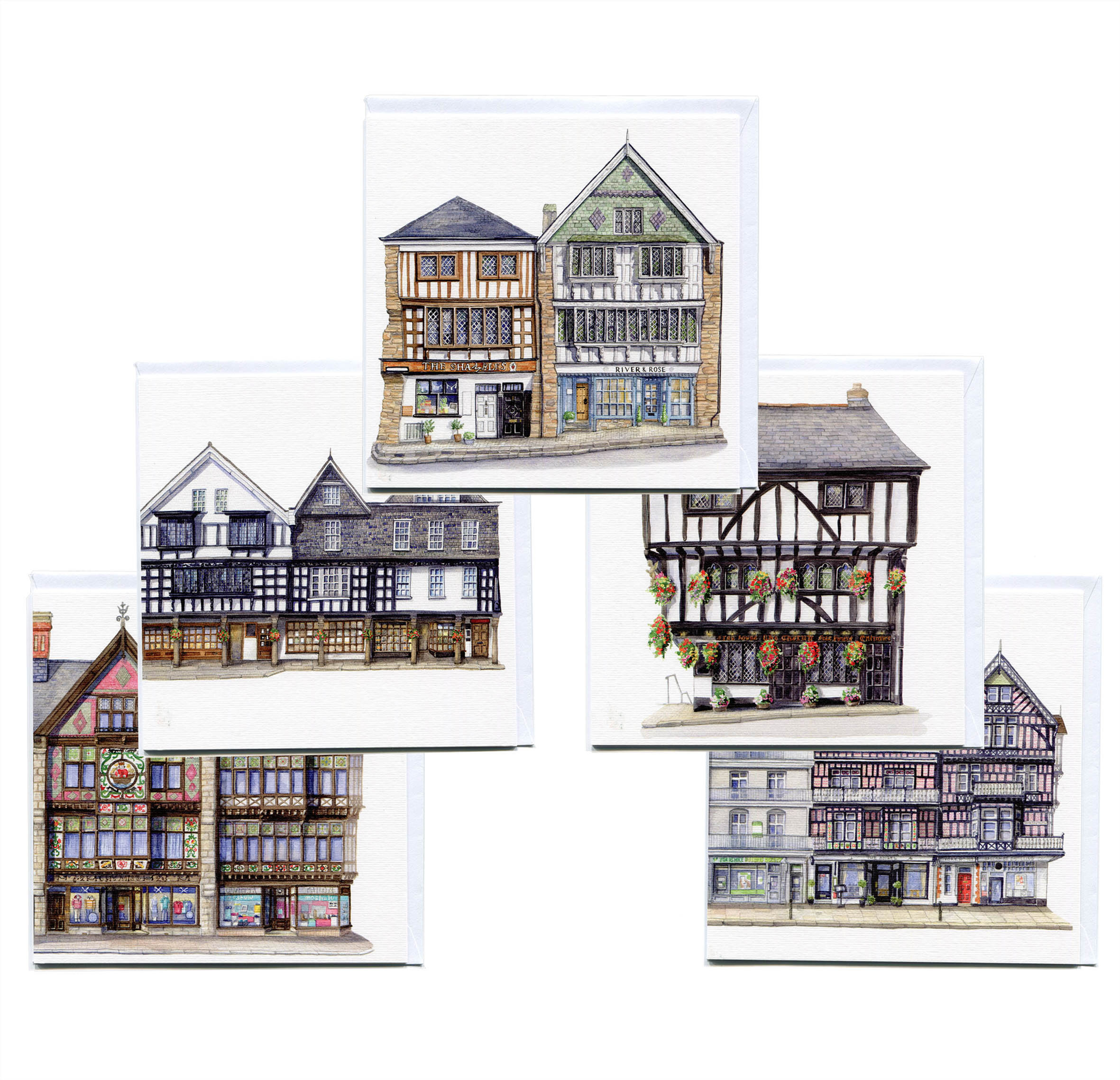 Greeting Card Pack Dartmouth buildings  (5 cards 5 designs)