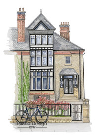 Watercolour illustration of town house in Harrogate