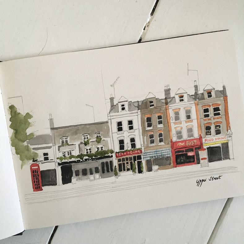 Islington High Street - watercolour sketch