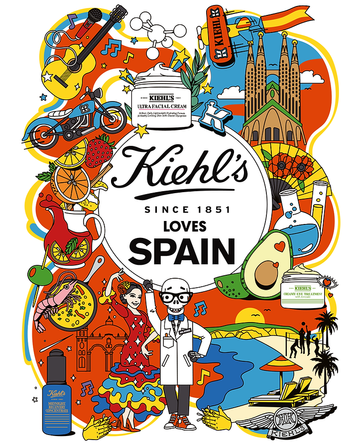 00Spain_1080x1350_kiehls Mr Bones 2022_illustration_linda Baritski_seasonofvictory.png Spain illustration - For 7 months I worked with the amazing team at Kiehl’s creating the latest Kiehl’s Loves global campaign. The project involved creating a key visual, illustrated patterns and illustration icon system for over 40+ cities/countries around the world. Illustrations for each country/city include imagery and iconic locations unique to each place. The mini kits I created for each destination are being used as a style guide for each locations limited edition skincare packaging, POS, signage, events campaigns, products, accessories, animations and more.