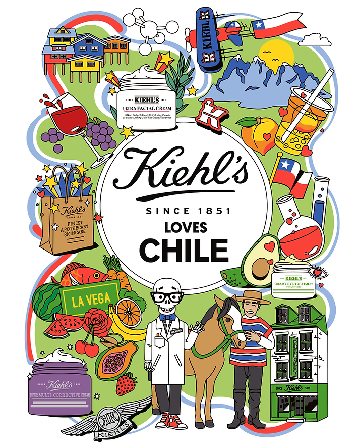 00_1080x1350_kiehls loves chile_illustration_linda Baritski_seasonofvictory.png Chile illustration - For 7 months I worked with the amazing team at Kiehl’s creating the latest Kiehl’s Loves global campaign. The project involved creating a key visual, illustrated patterns and illustration icon system for over 40+ cities/countries around the world. Illustrations for each country/city include imagery and iconic locations unique to each place. The mini kits I created for each destination are being used as a style guide for each locations limited edition skincare packaging, POS, signage, events campaigns, products, accessories, animations and more.