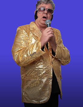 Komiker Hugi als Elvis Living Doll