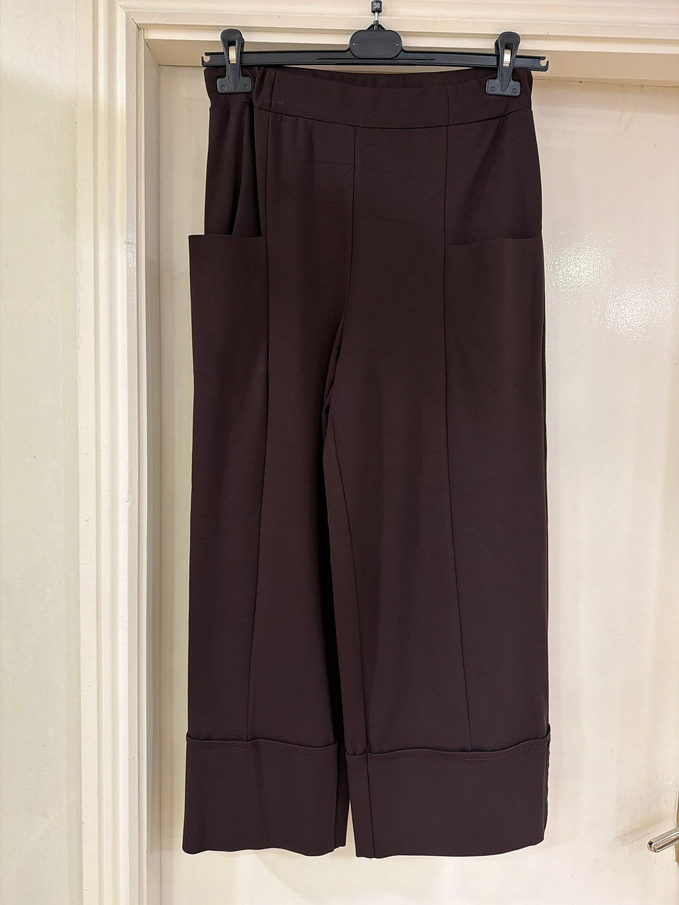 Thumbnail: Peruzzi Jersey Turn Up Trouser Black and Brown