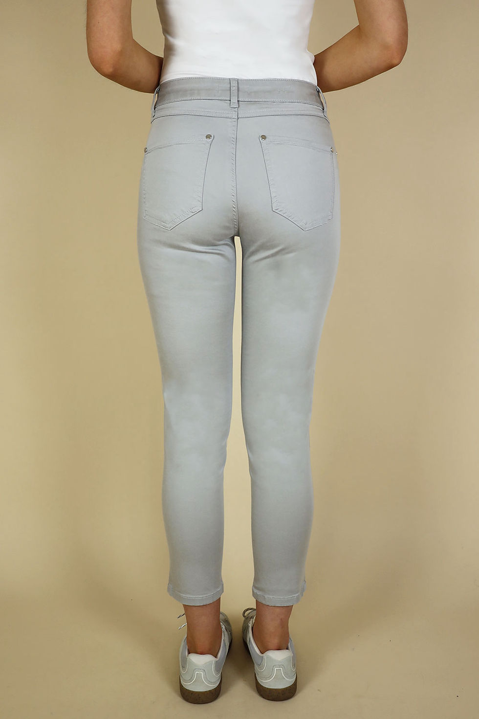 Thumbnail: No2moro Unity 25” Leg Tencel Light Grey Trousers