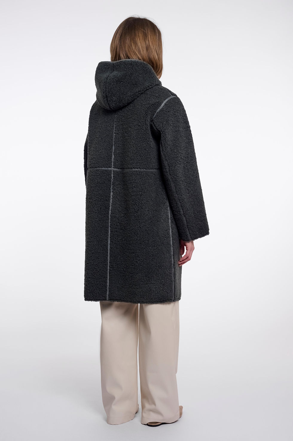 Thumbnail: Rino Pelle Ami Reversible Long Coat with Hood Urban Teal
