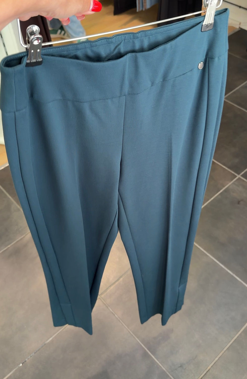Thumbnail: Stehmann Ina23-680 Jersey Pul-on Trousers with Slit Black and Blue Coral