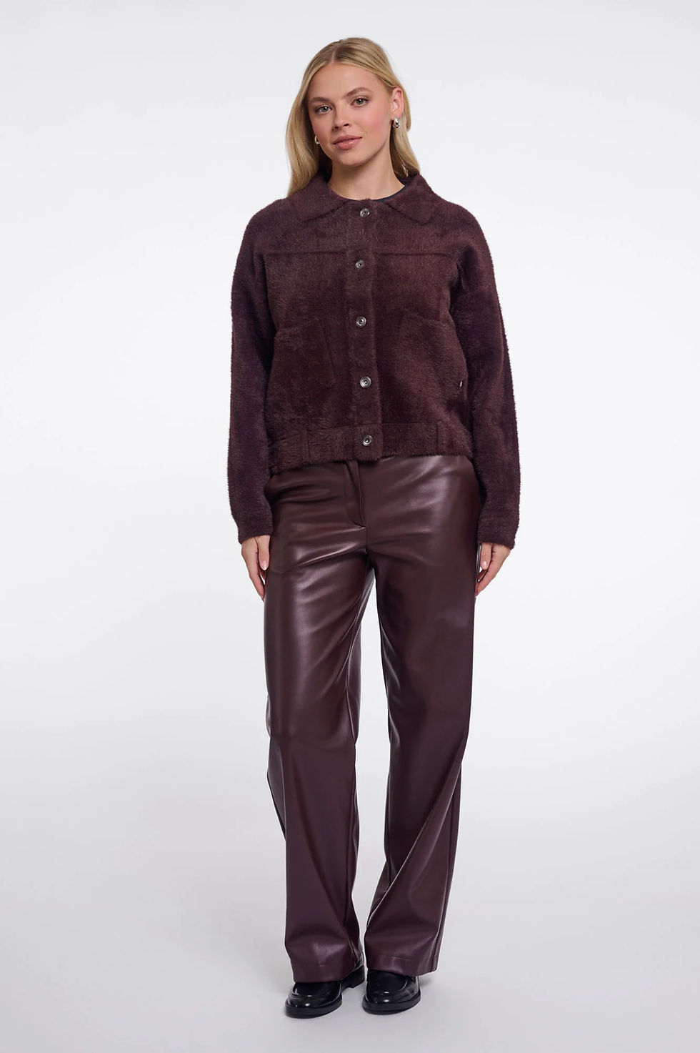 Thumbnail: Rino Pelle Bubbly Jacket Fudge Cloak