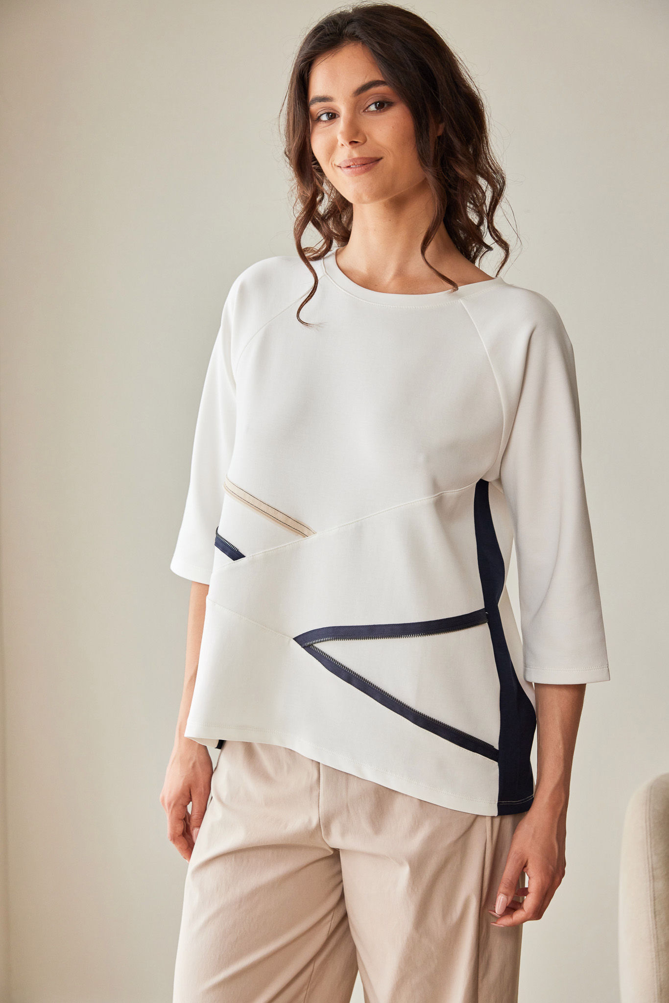 Peruzzi Zip Contrast Trim Top