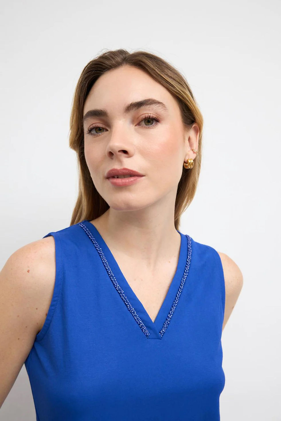 Thumbnail: Bariloch Cobalt Beaded V-Neck Top
