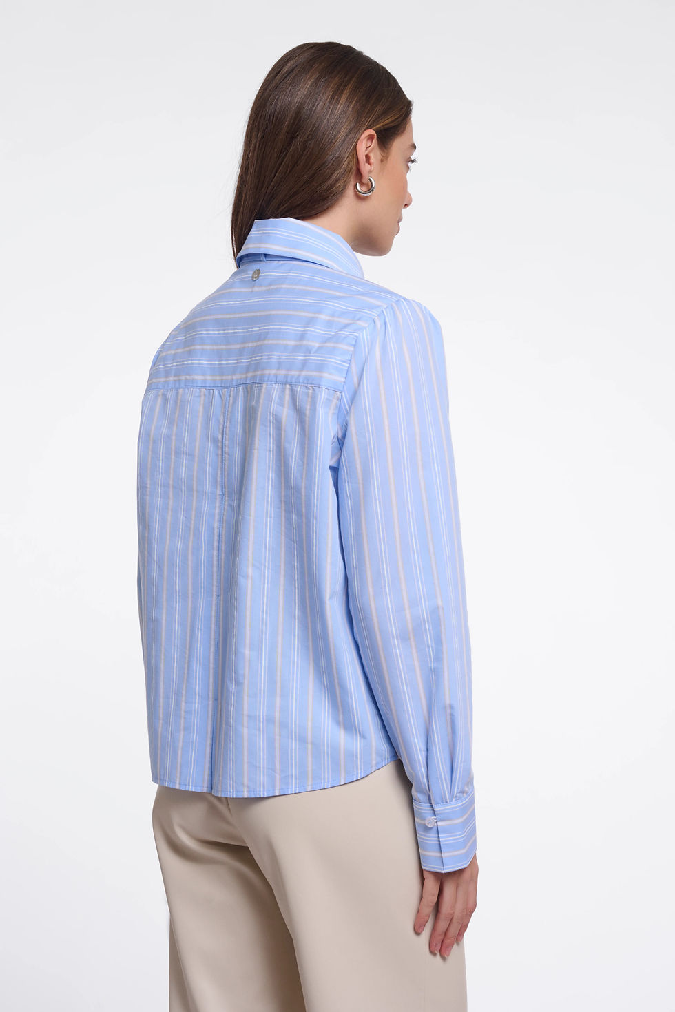 Thumbnail: Rino Pelle Light blue Stripe Pussy Bow Blouse