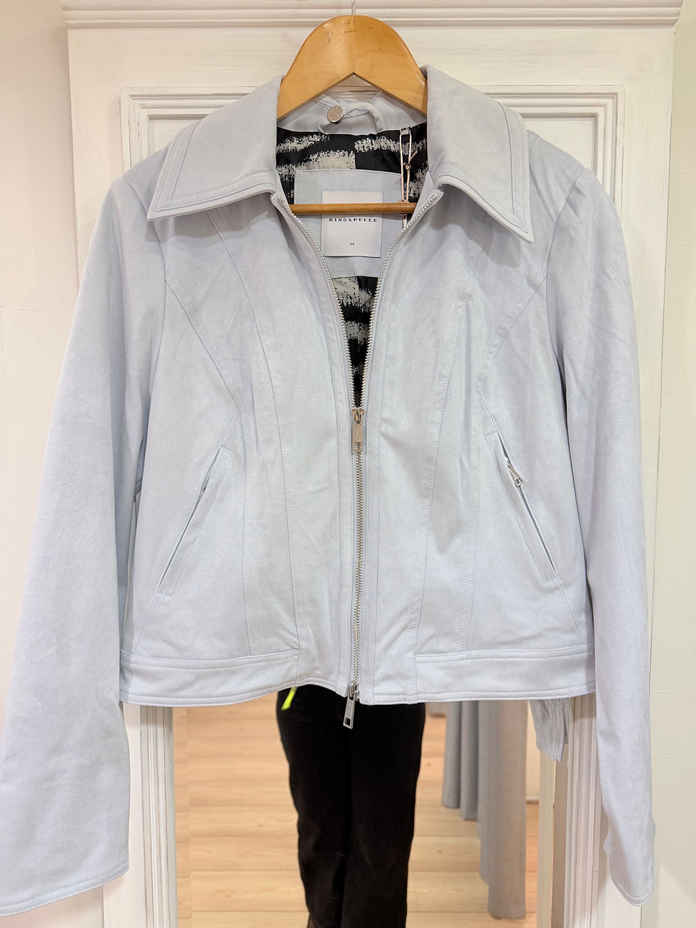 Thumbnail: Rino Lisette Arctic Blue  Zip-Front Suede Jacket