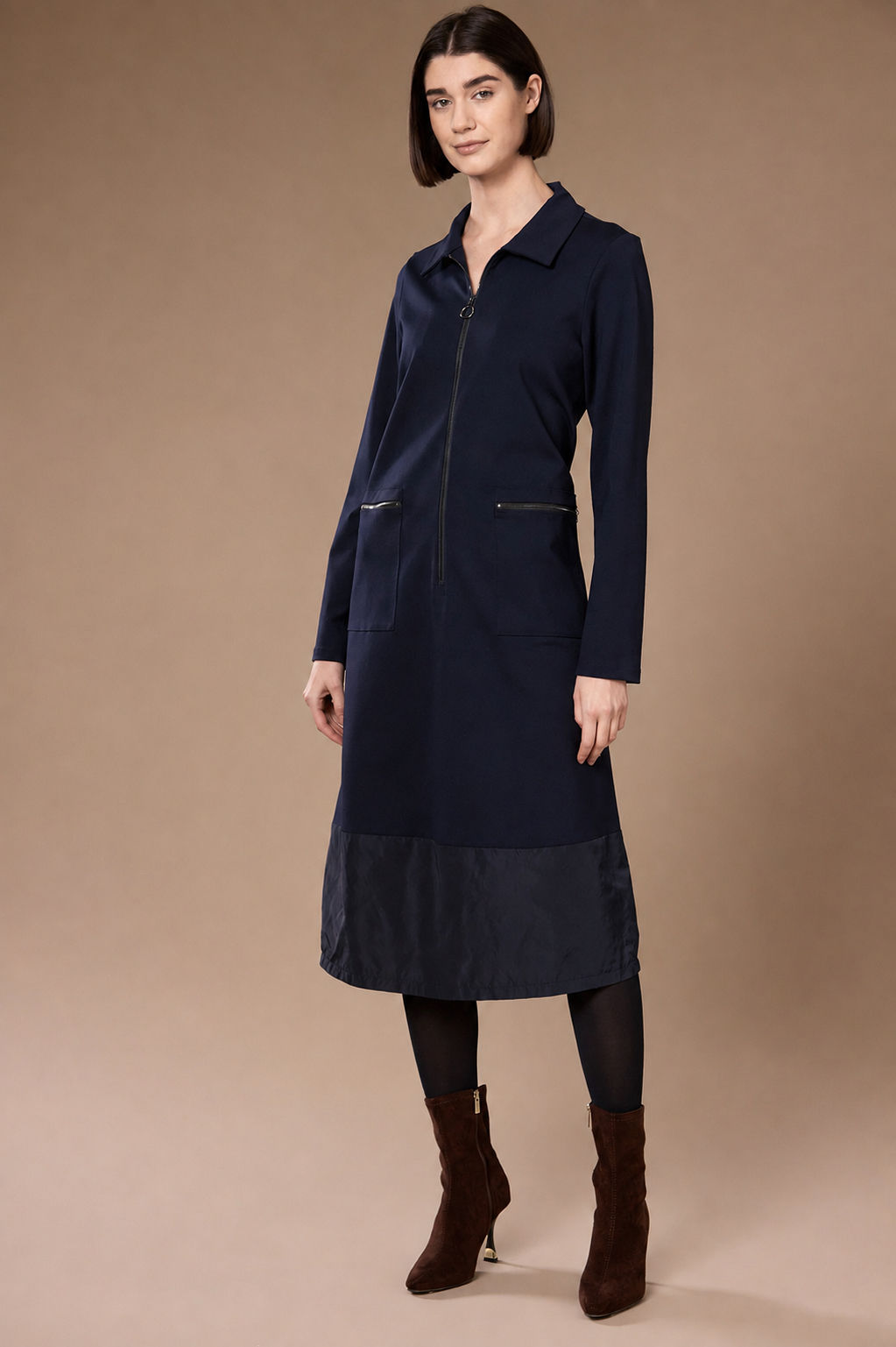 Peruzzi Zip Front Dress Navy