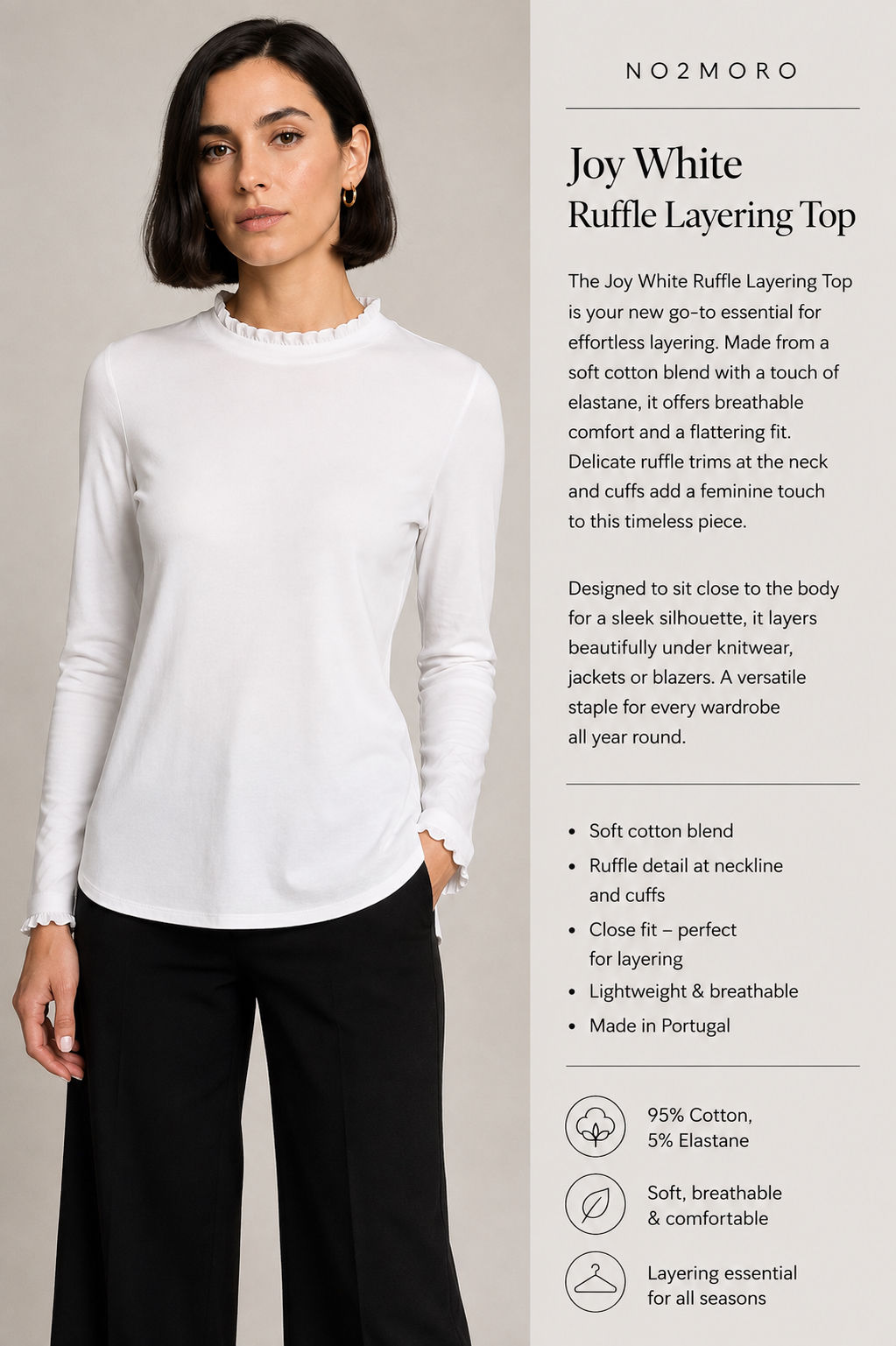 No2moro Enzo Cotton Frill Top White