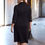 Thumbnail: DeWhites Black Faux Leather Trim Midi Dress