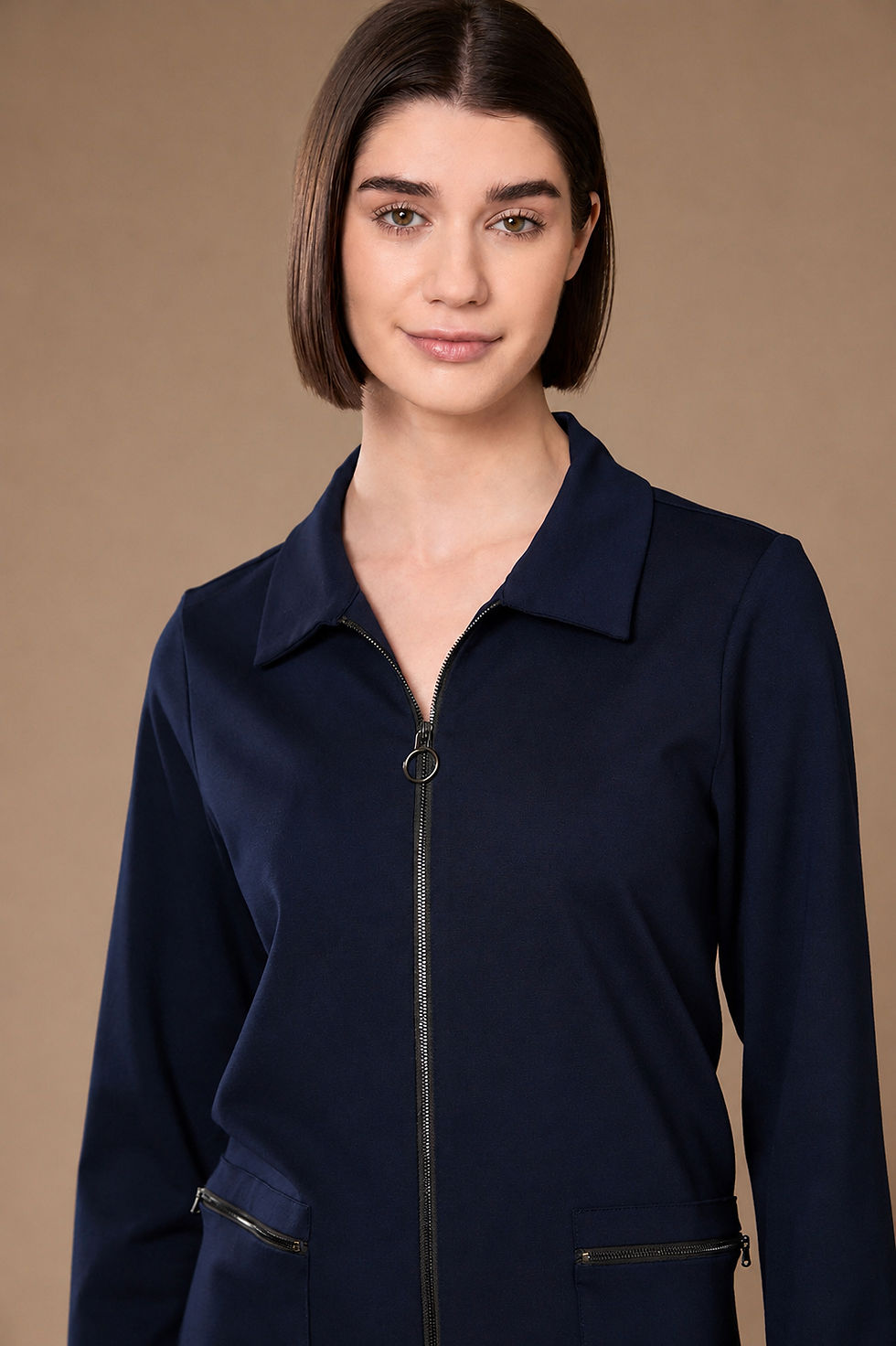 Thumbnail: Peruzzi Zip Front Dress Navy