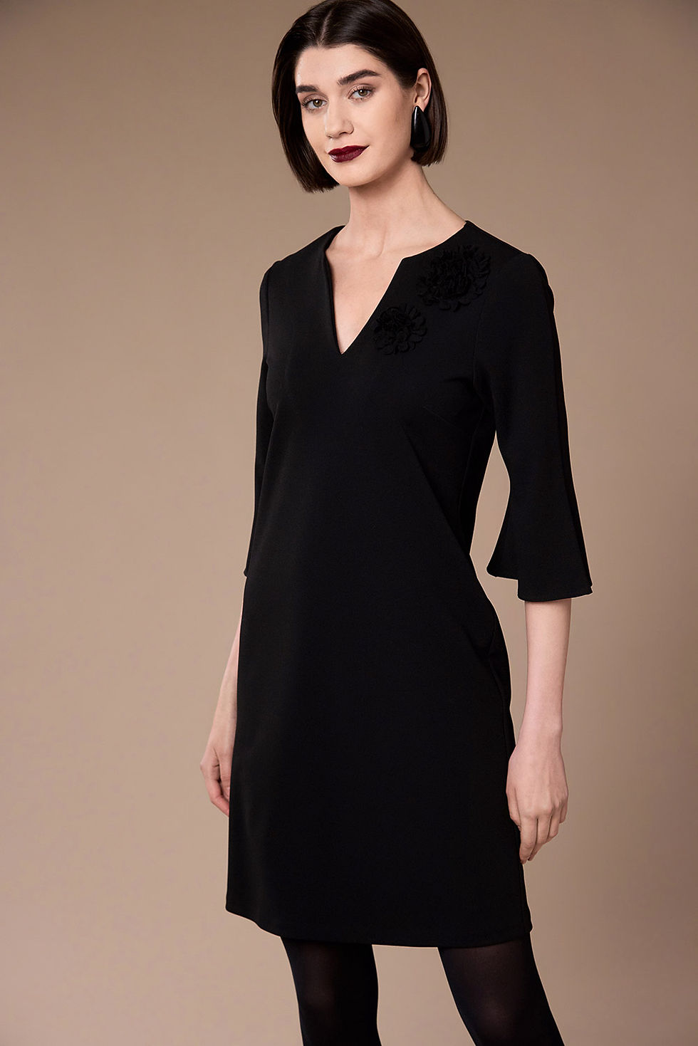 Thumbnail: Peruzzi Appliqué Flower Dress Black