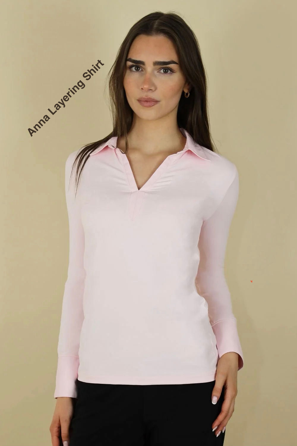 No2moro Anna Layering Shirt Powder Pink and Navy