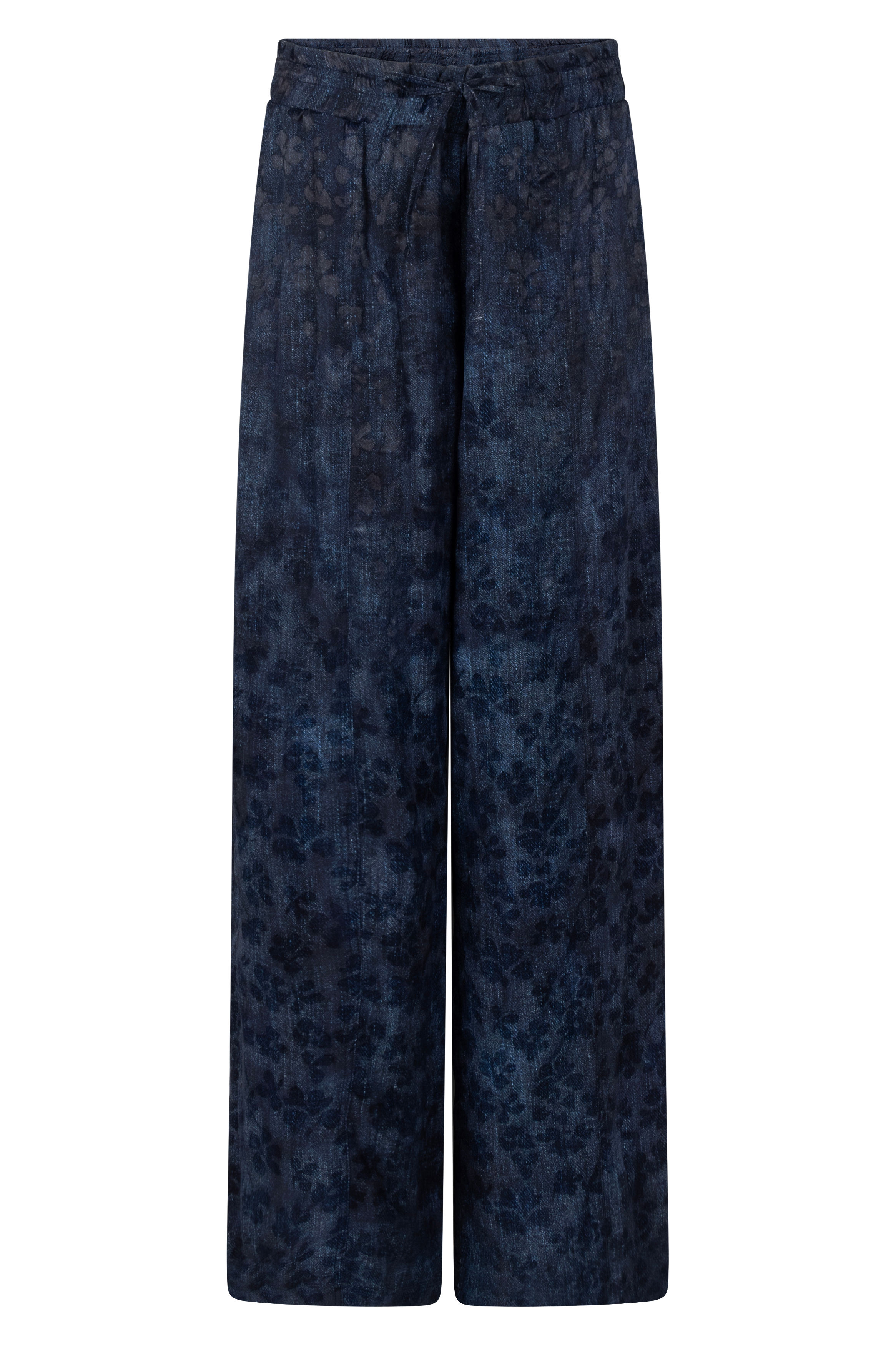 Zoso Sylvia Jacquard Viscose Navy Trousers