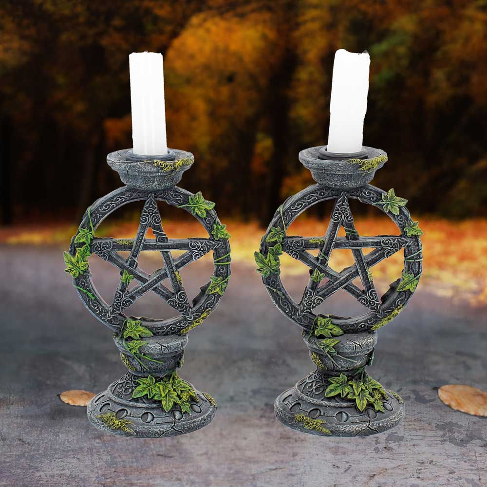 Wiccan Pentagram Candlesticks