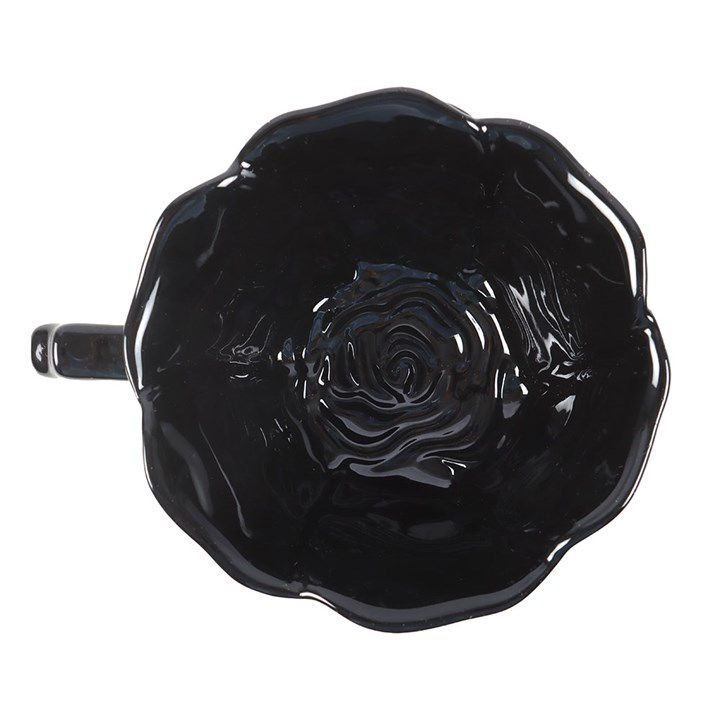 Thumbnail: Black Rose Teacup and Saucer