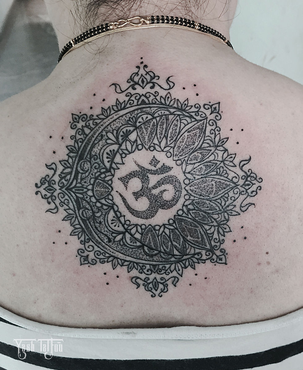 black mandala with dot work