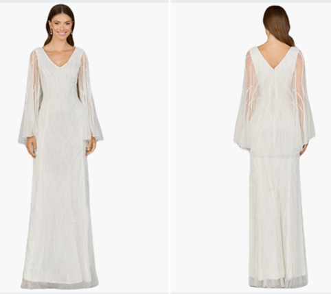 LARA New York – Cape Sleeve Beaded Bridal Gown