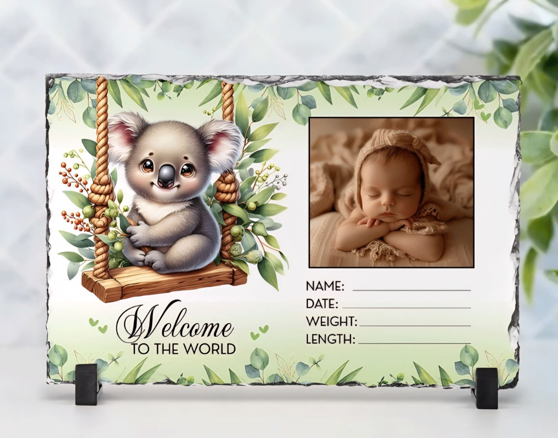 Unisex Baby Birth Announcement Slate