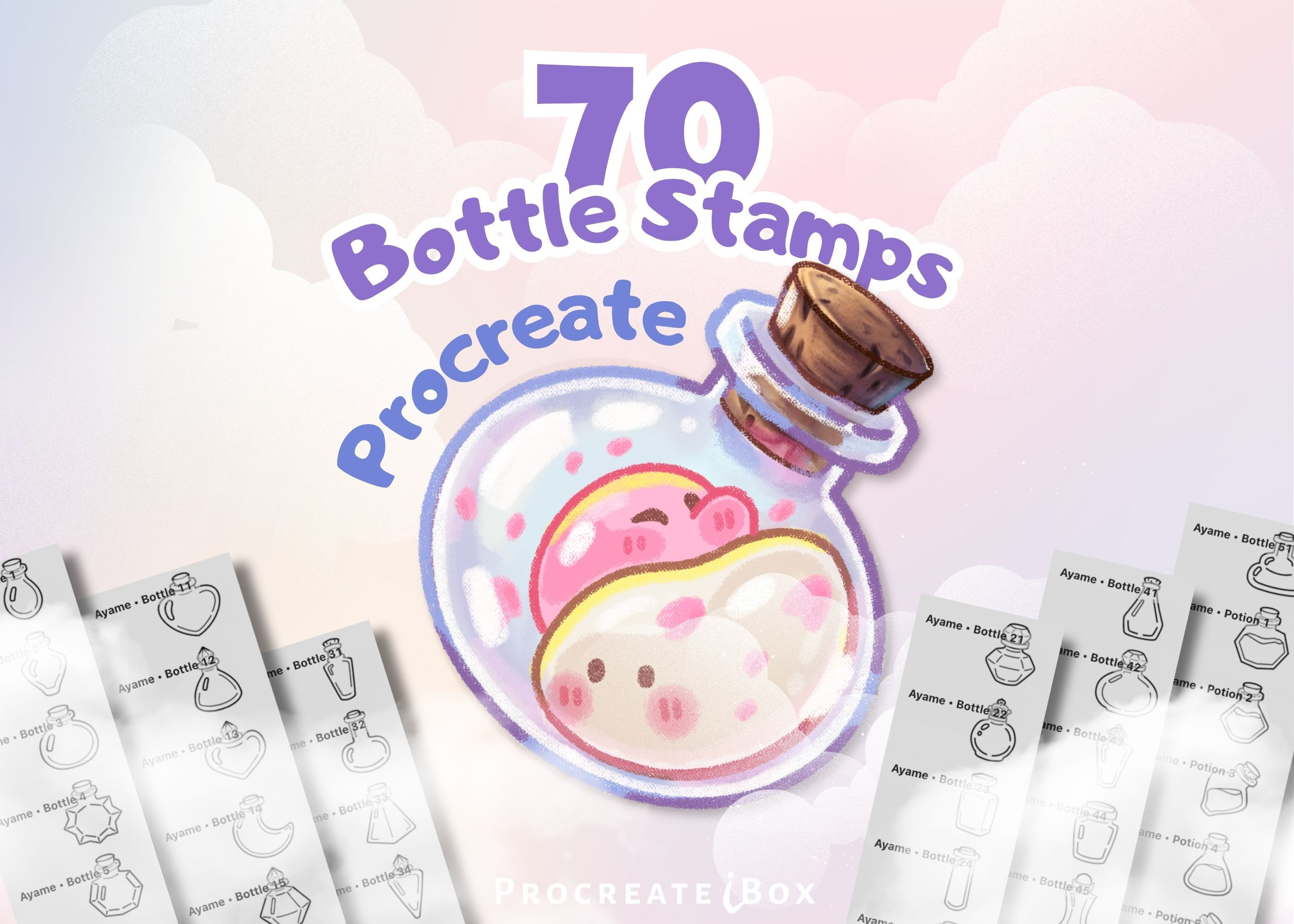 70 Bottle Potion Procreate Stamps