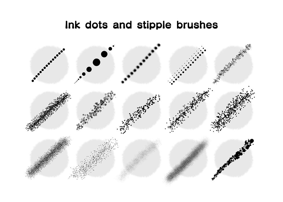 Thumbnail: 146 Procreate manga ink brushes, screentone, cross hatching, stipple brushes