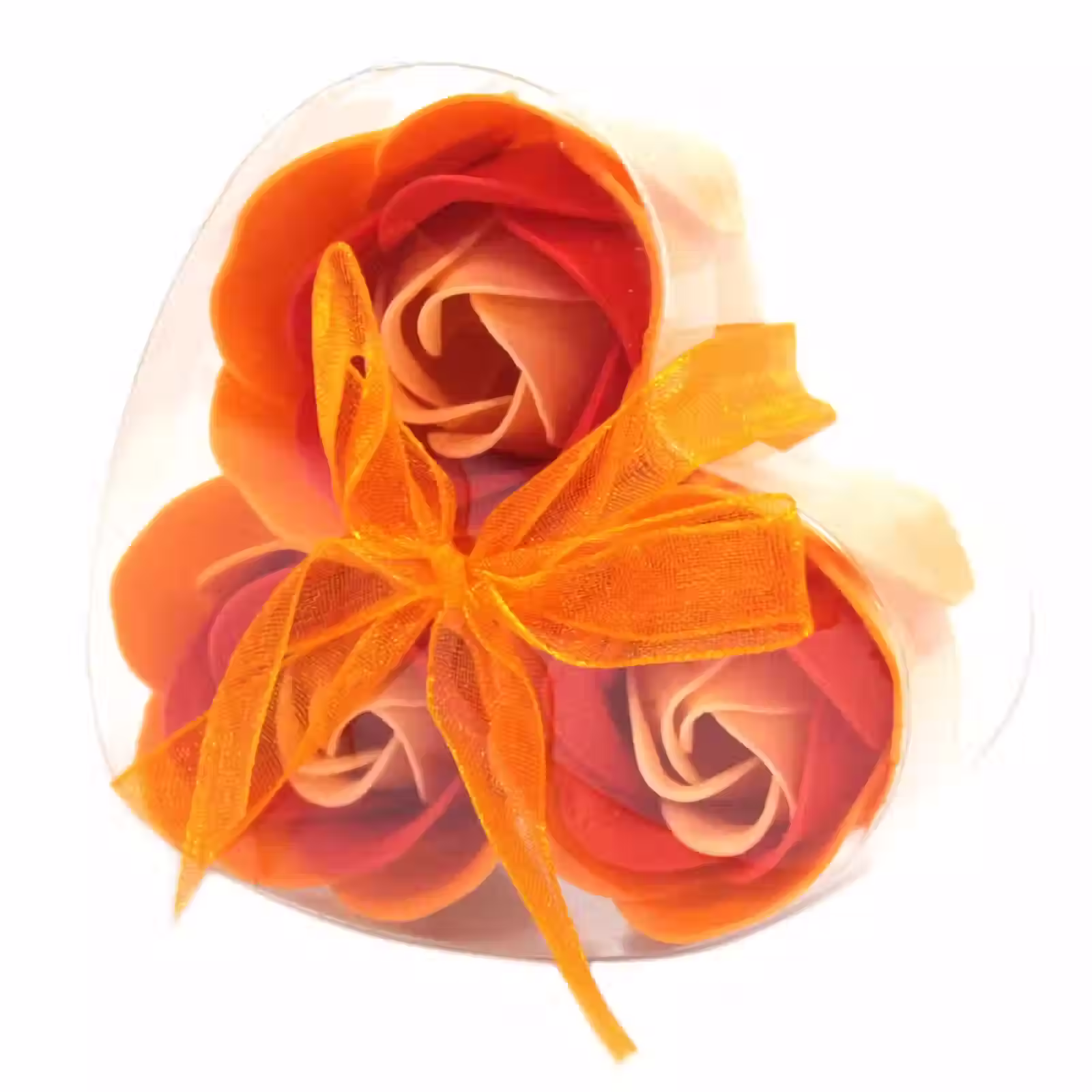 Peach Roses Set of 3 Soap Flower Heart Box