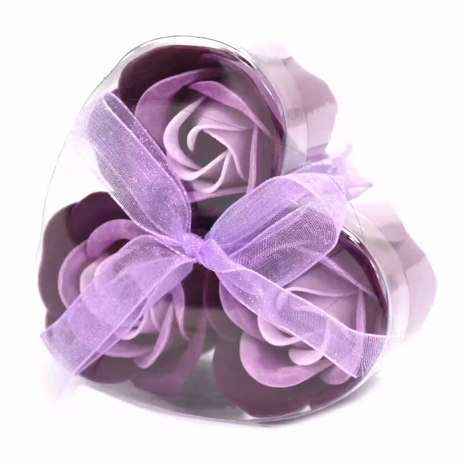 Lavender Roses Set of 3 Soap Flower Heart Box